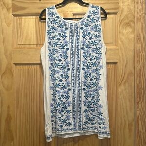 XL Sophie Max white with blue floral print dress.
